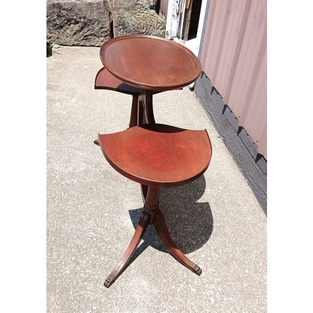 Antique Mahogany Mersman 3 Tier Stand or Tea Table With Claw Feet 1930s Era For Sale - Image 10 of 12
