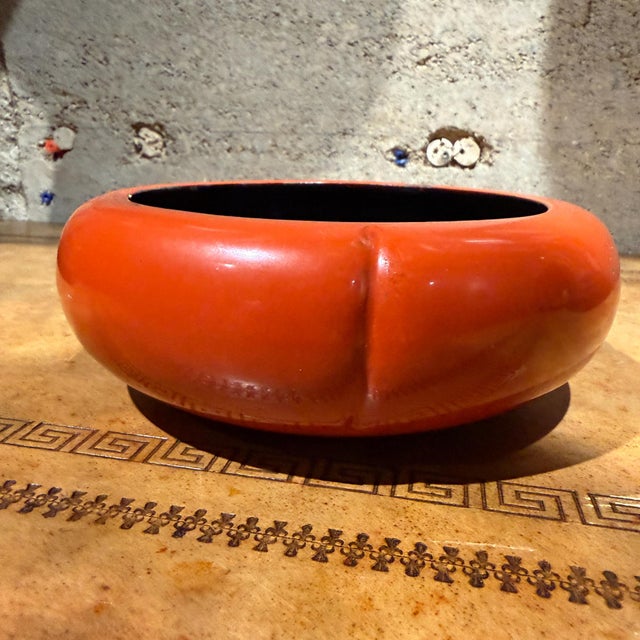 Japanese Japanese Lacquerware Bowl/Tea Caddy Persimmon Shape Nishimura Shoun For Sale - Image 3 of 13