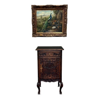 Antique French Louis XV Nightstand Cabinet Storage Drawer Oak 2 of 2 1920s For Sale