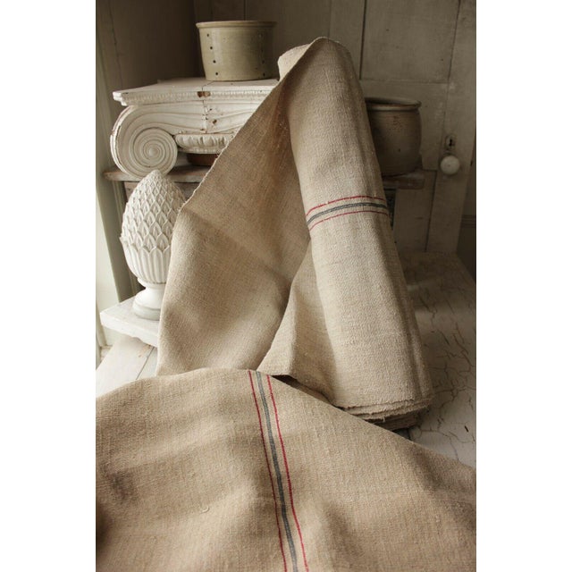 Vintage Grain Sack Linen Upholstery Fabric 9.7 Yards Chairish