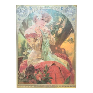 Vintage French Alphonse Mucha Lu Advertising Poster Reproduction – Sarah Bernhardt For Sale