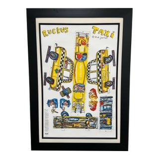 Red Grooms “Ruckus Taxi” Print, Framed For Sale