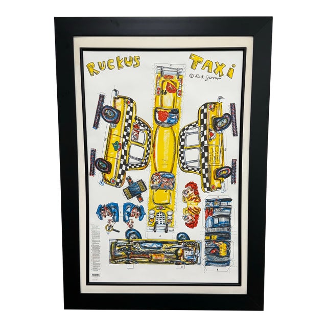 Red Grooms “Ruckus Taxi” Print, Framed For Sale