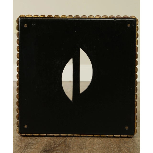 Vintage Art Deco Polychrome Painted Black and Gold Taboret Side Table