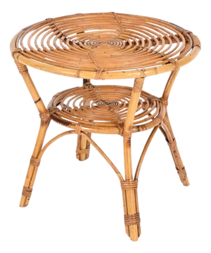 Mid-Century Italian Round Coffee Table in Rattan, Bamboo and Wicker, 1960s