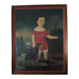 1800's Portrait of a Boy and Dog