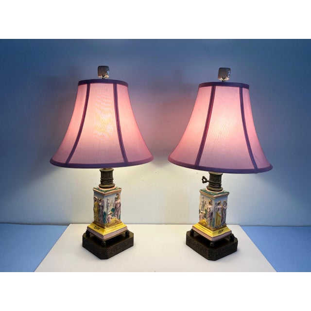 1940s Greco-Roman Lamps & Shades, Pair For Sale - Image 10 of 16