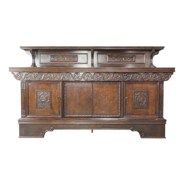 Brown Oak Buffet, 1890s For Sale