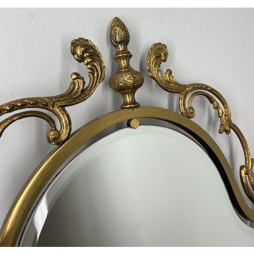 Vintage French Ornate Metal Wall Mirror with Gold Finish For Sale - Image 3 of 8