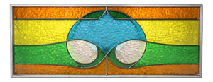 Vintage Geometric Stained Leaded Glass Window Panel