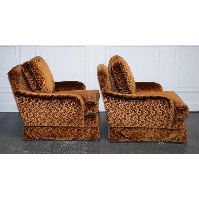 Vintage Bespoke Velvet Connaught Armchairs from Dudgeon London, Set of 2 For Sale - Image 3 of 14