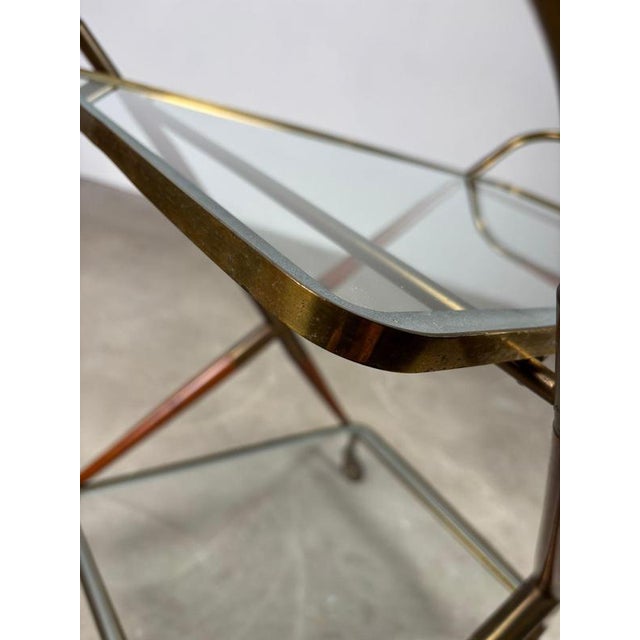 Cesare Lacca Mid-Century Rosewood and Brass Bar Cart in the style of Cesare Lacca, 1950s For Sale - Image 4 of 16
