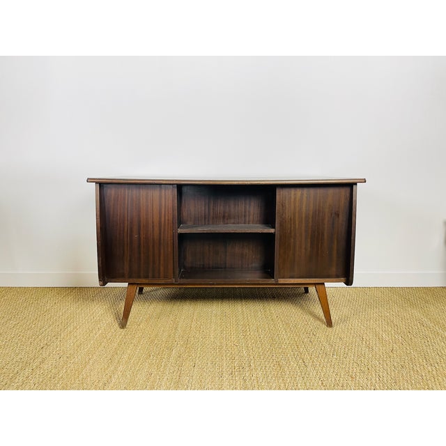 Vintage, mid-century modern, double-sided executive desk in mahogany, dating from the 1960s, by bühne mignon möbel. a...