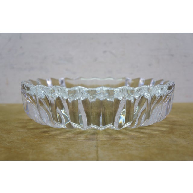 Orrefors Vintage Orrefors Cut Crystal Jan Johansson Fleur Pattern Glass Candy Nut Bowl 9" For Sale - Image 4 of 11