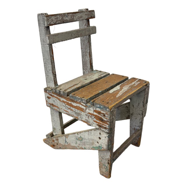 1940s Hand-Built Primitive Painted Chair For Sale