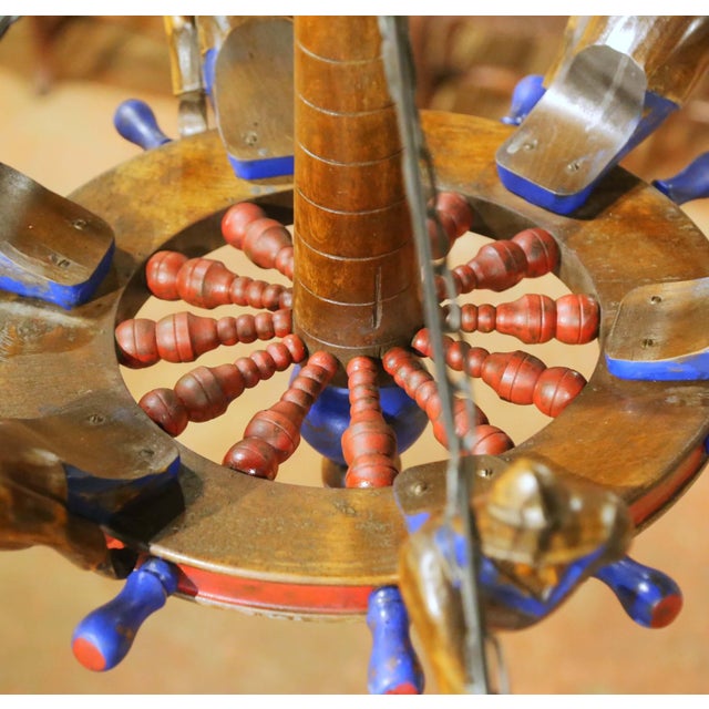 Early 20th Century French Painted Chestnut Six-Light Chandelier From Brittany For Sale In Dallas - Image 6 of 11