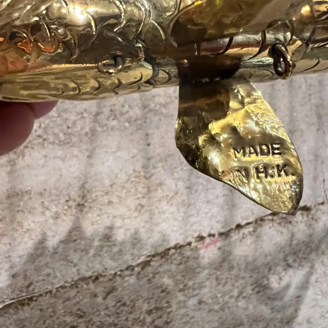 Modern Articulated Brass Fish Wall Sculpture Set of Two For Sale - Image 9 of 12