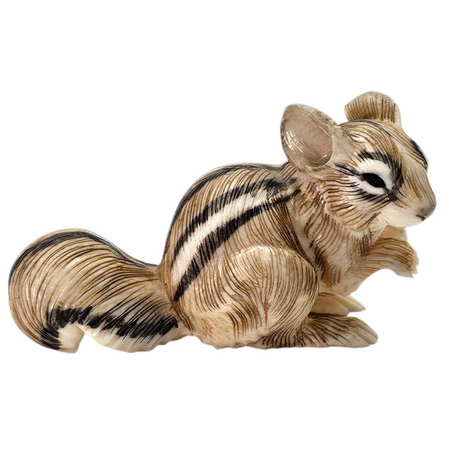Japanese Hand Carved Tagua Nut Squirrel Miniature Animal Figurine, 2.25" For Sale - Image 3 of 12