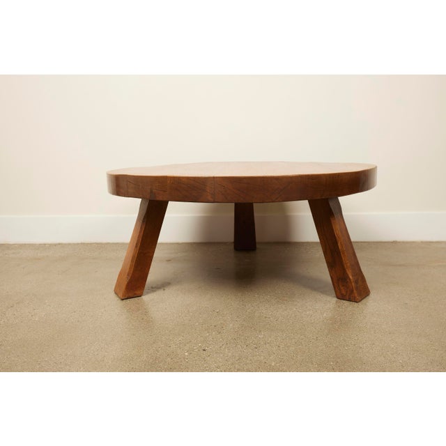 Brutalist Brutalist Solid Oak Coffee Table, Europe 1960s For Sale - Image 3 of 5