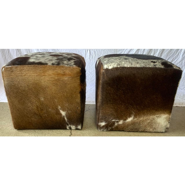 Vintage Cowhide Poufs, set of 2
