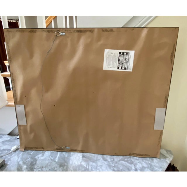 1970s Beveled Wall Mirror With Etched Gold Leaf Frame For Sale - Image 4 of 6