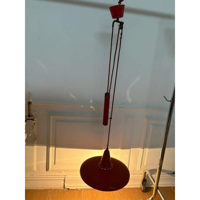 Stilnovo style chandelier with adjustable height, 1.10 m, circumference 35 cm, original colours, 1920s-1930s Up to 250V...