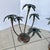 Pair Patinated Tole Metal Palm Tree 5 Arm Candlestick Holders For Sale In Palm Springs - Image 6 of 15
