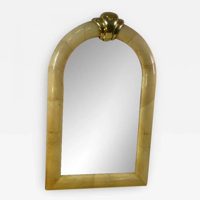 1970s Karl Springer Goatskin & Brass Mirror For Sale - Image 10 of 10
