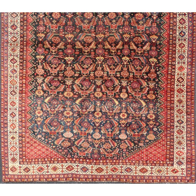 19th Century Antique Persian Qashqai Rug 6' X 9'3" For Sale - Image 9 of 13