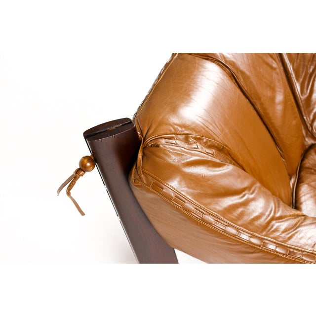 Mid Century Brazilian Modernist Lounge Chair — Percival Lafer — Model Mp-211 — Brown Leather + Rosewood For Sale - Image 9 of 11