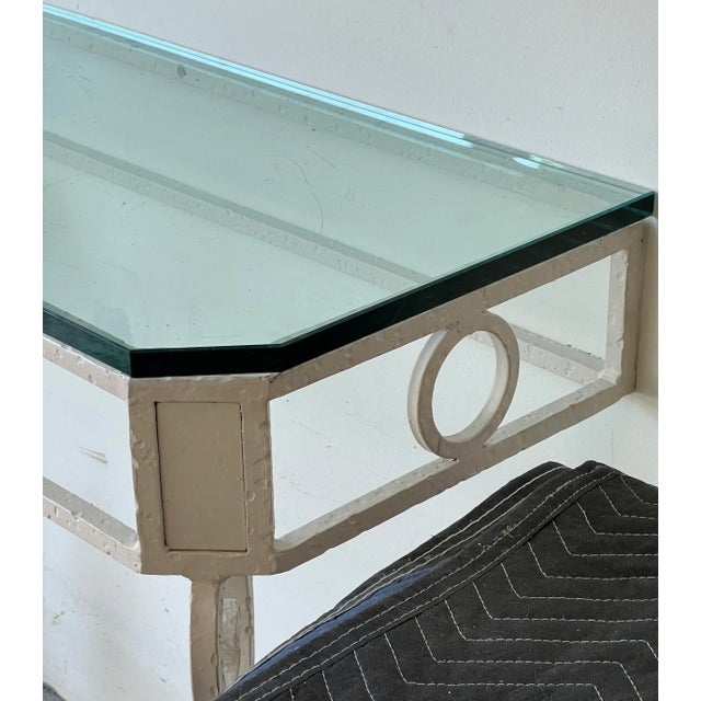 Antique Wrought Iron Patio Console Table Gilbert Poillerat Style For Sale In Chicago - Image 6 of 6