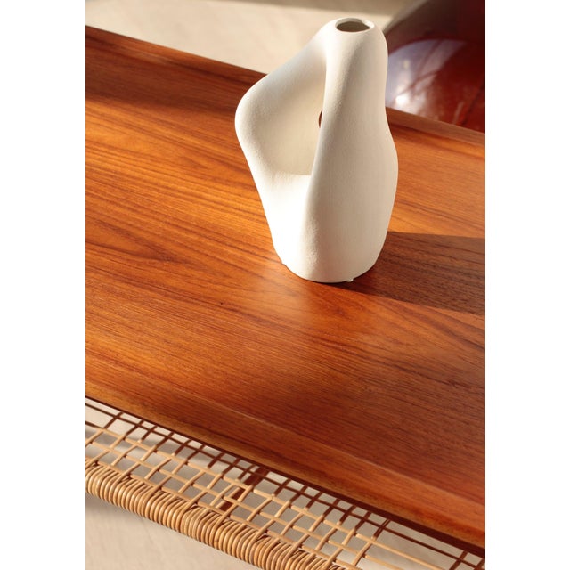 Vintage Danish Coffee Table in Teak and Rattan, 1960s For Sale - Image 9 of 18