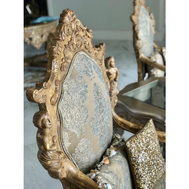 2000 - 2009 Louis XV French Italian Rococo Armchairs Chairs- Set of 2 For Sale - Image 5 of 12