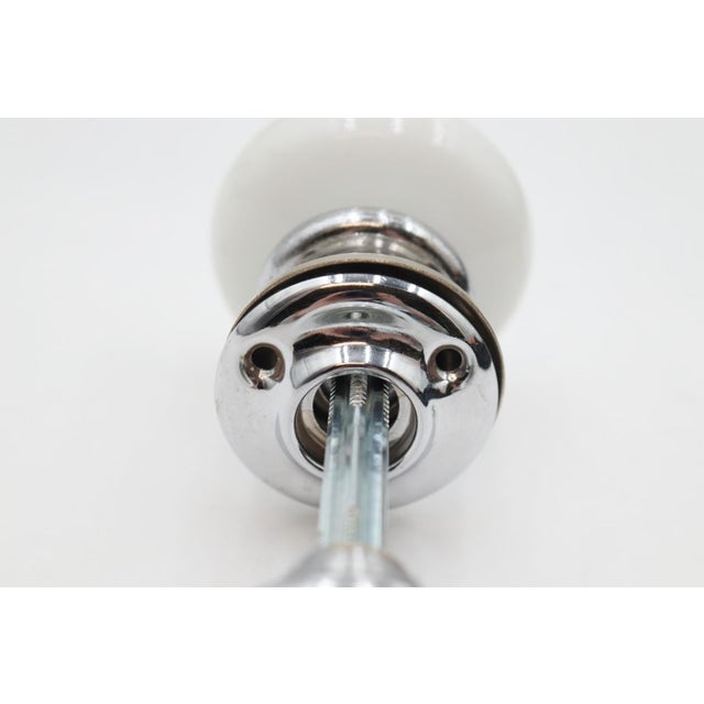 Traditional Antique Milk Glass Chrome Passage Door Knob Set For Sale - Image 3 of 8