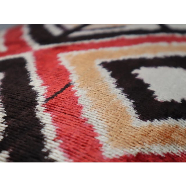 2020s Handmade Red & Orange Silk Velvet Throw Pillow & Down Insert For Sale - Image 5 of 12