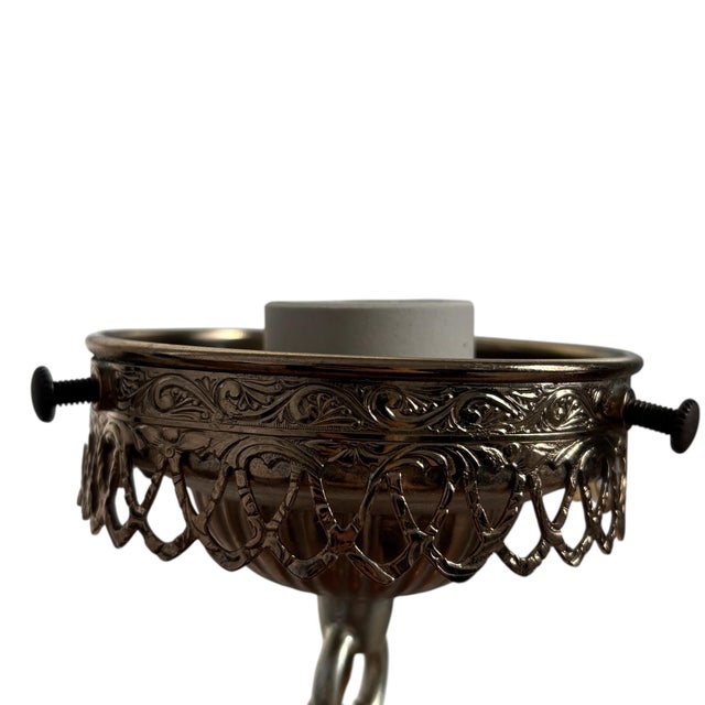 Metal Vintage Hollywood Regency MCM Brass Gold Crown Frosted Glass Almond Shape Pendant Lights For Sale - Image 7 of 10