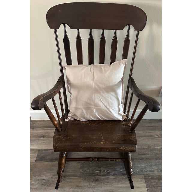 Antique Early 20th Century Bent & Bros. Colonial Maple Rocking Chair For Sale - Image 12 of 12