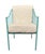 Wrought Iron Turquoise Lounge Chair with White Fabric For Sale In Miami - Image 6 of 6