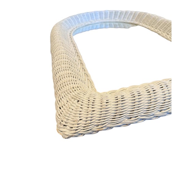 Vintage White Rattan Arched Mirror For Sale - Image 10 of 12