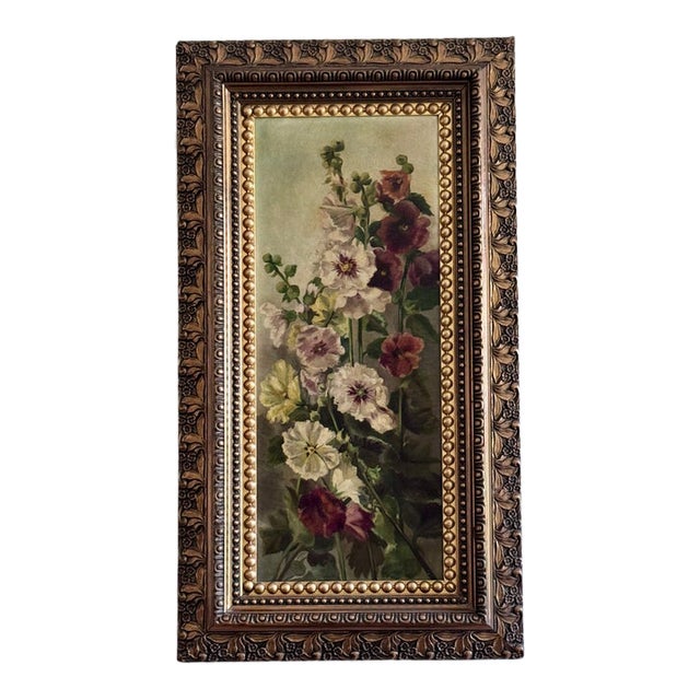 Victorian-Era Hollyhocks, Original Oil Painting For Sale