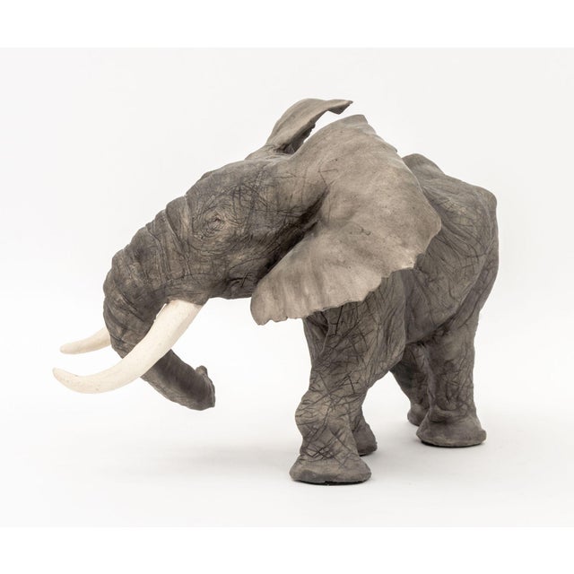 Ceramic Debra Minette Green Elephant Porcelain Sculpture For Sale - Image 7 of 11
