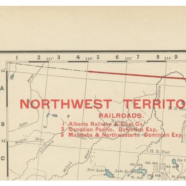 Antique Map of the North West Territories before Alberta and Saskatchewan, 1899 For Sale - Image 3 of 12