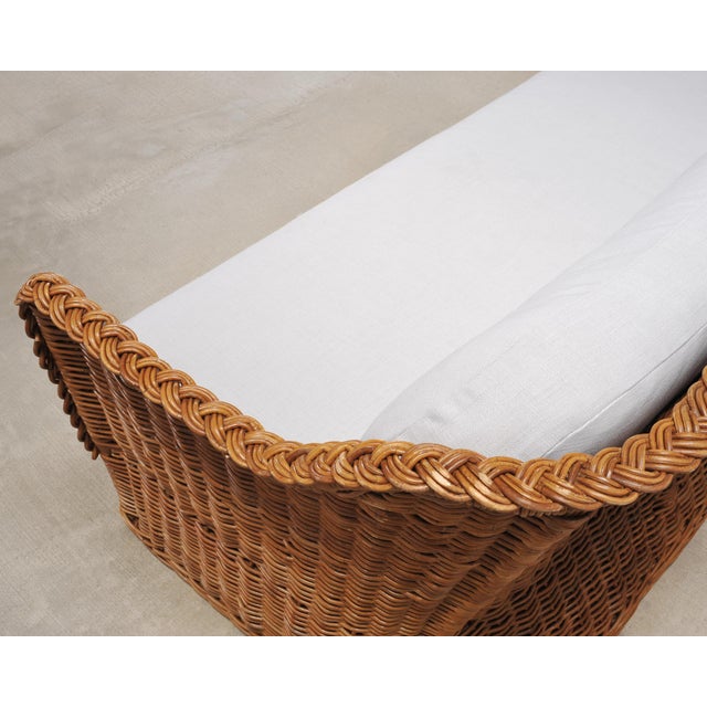 Pair of Michael Taylor Style Organic Modern Wicker Rattan Sofas For Sale - Image 10 of 18