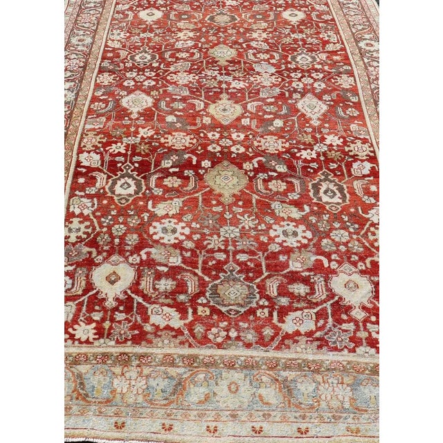 Measures: 7'1 x 11'7. Vintage Persian Sultanabad-Mahal with All-Over Sub-Geometric Floral Design Vintage Sultanabad-Mahal...