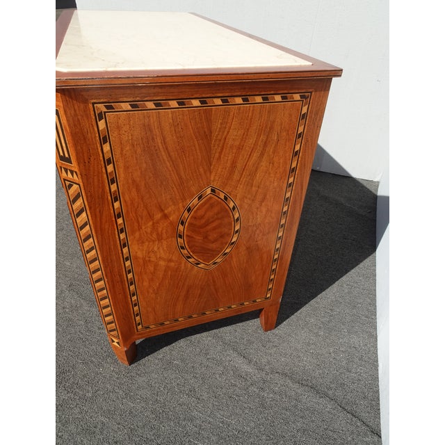 Vintage Baker Furniture Marble Chest Neoclassical Inlaid Design Side