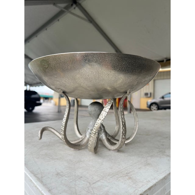 Vintage Silver Octopus Pedestal Serving Bowl For Sale - Image 4 of 6