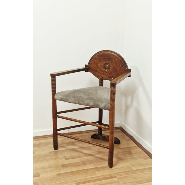 Vintage Swedish Carved Walnut Monk Chair, 1930s For Sale - Image 6 of 15