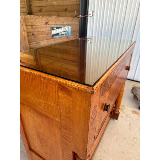 Brown American Empire Tiger Maple & Birdseye Maple Chest of Drawers For Sale - Image 8 of 13