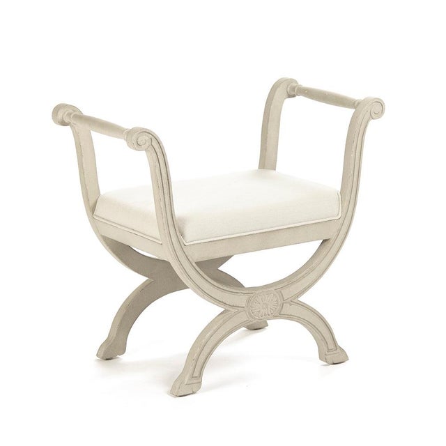 2020s Beatrice Bench - Off-White Linen / Off-White Painted Frame For Sale - Image 5 of 5