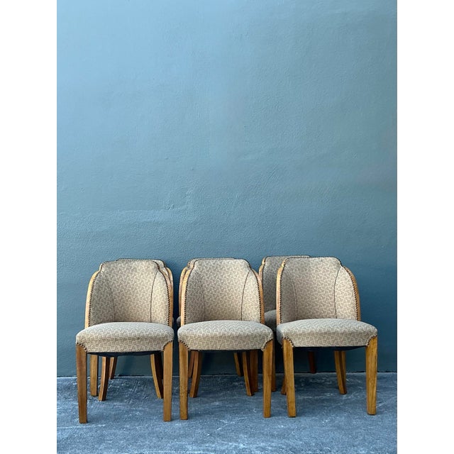 Vintage Art Deco Burled Walnut Dining Chairs After Harry and Lou Epstein - Set of 6 For Sale - Image 9 of 12